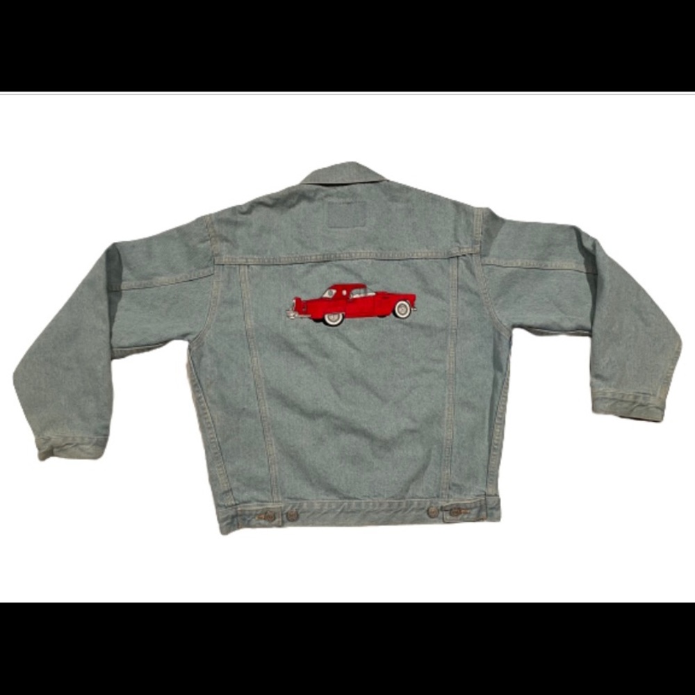 Vintage denim jacket w/ Ford Thunderbird sz small